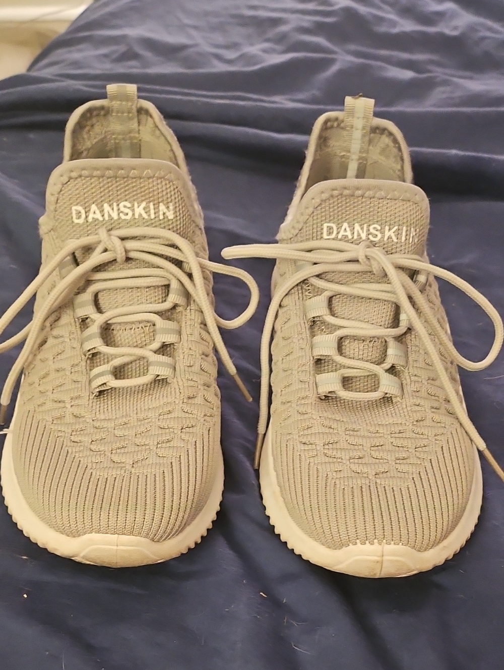 Danskin Gray Knit Lace-Up Sneakers